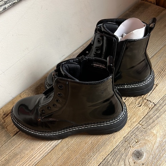 Women’s dunes black patent leather coltrane combat boots. Size 8. EUC. - Picture 4 of 7